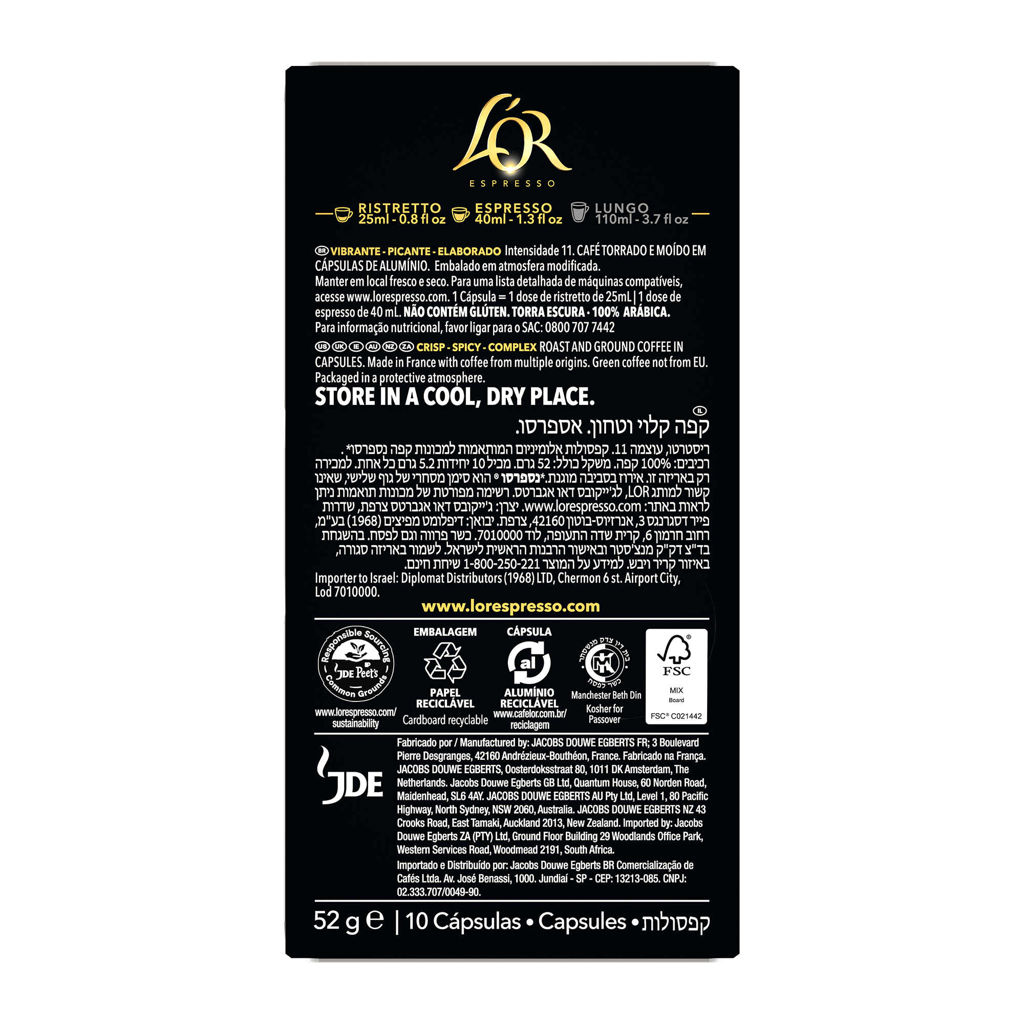 L'OR Ristretto Decaffeinato Espresso Capsules